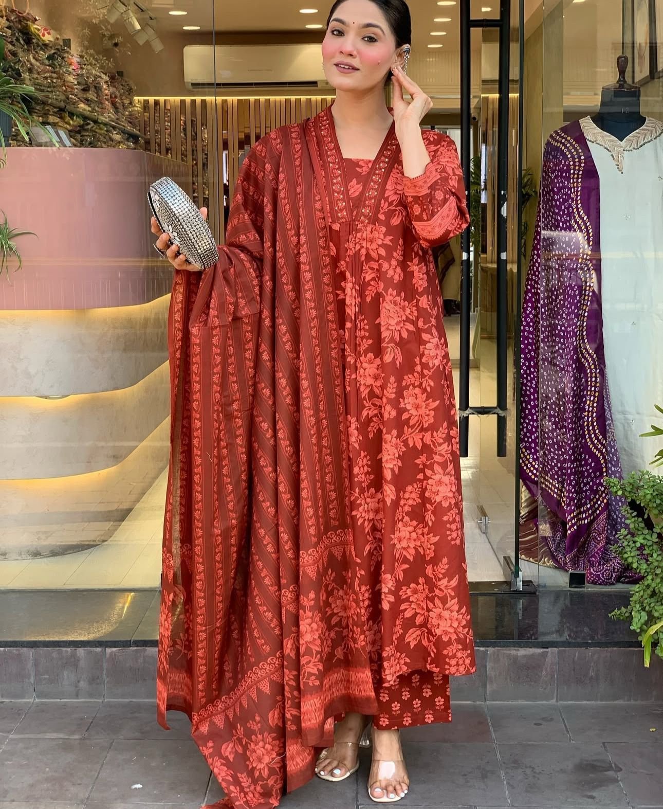 Floral Cotton A-Line Pant Set